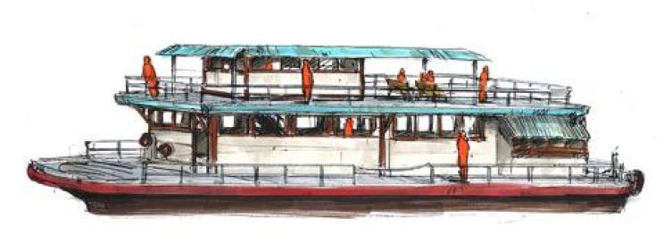 Artwork from YS Twitter: Choubu passenger boat.