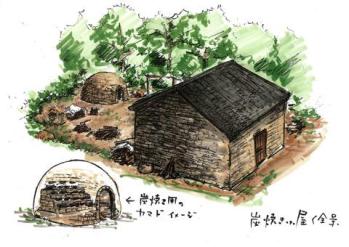 Artwork from YS Twitter: Charcoal burner's hut in Baisha village.